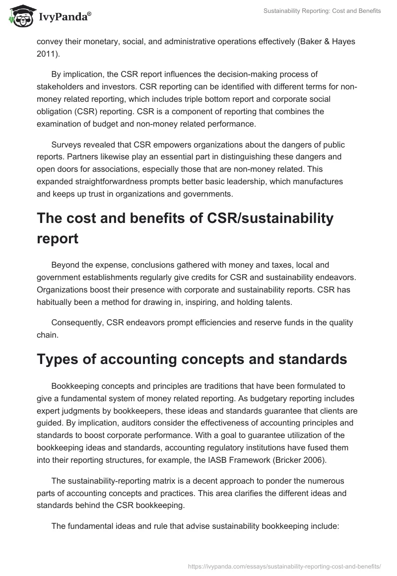 Sustainability Reporting: Cost and Benefits. Page 2
