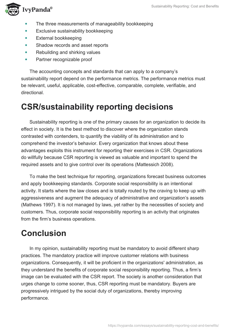 Sustainability Reporting: Cost and Benefits. Page 3