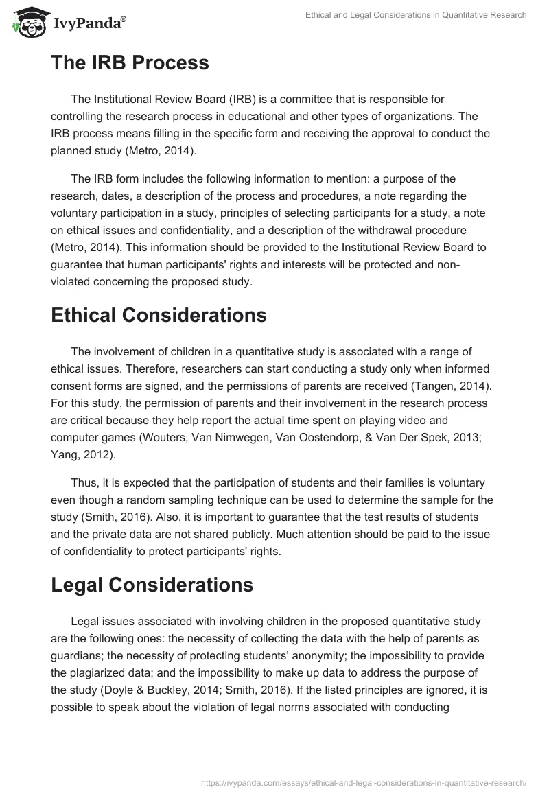 Ethical and Legal Considerations in Quantitative Research. Page 2