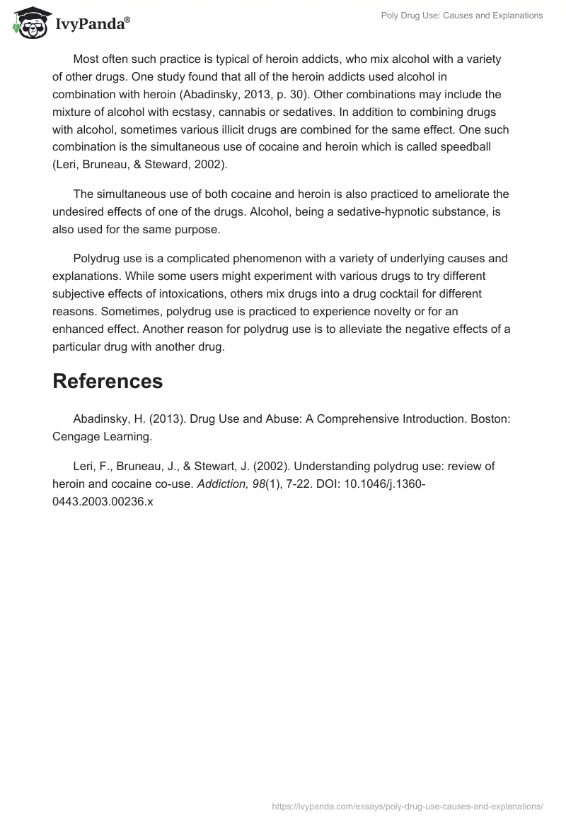 Poly Drug Use: Causes and Explanations. Page 2