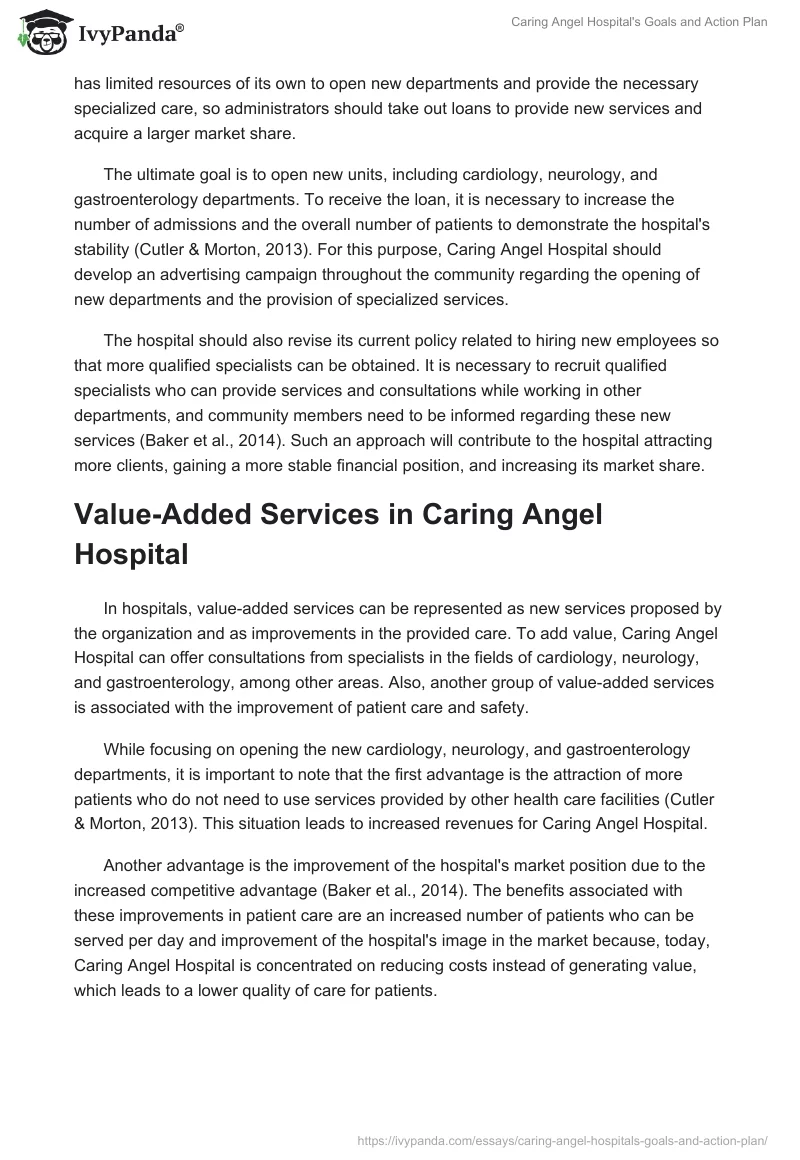 Caring Angel Hospital's Goals and Action Plan. Page 4