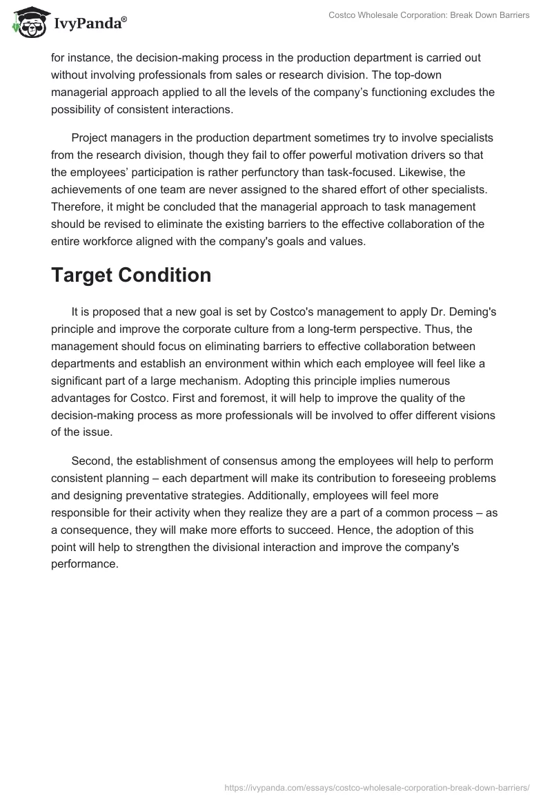 Costco Wholesale Corporation: Break Down Barriers. Page 2