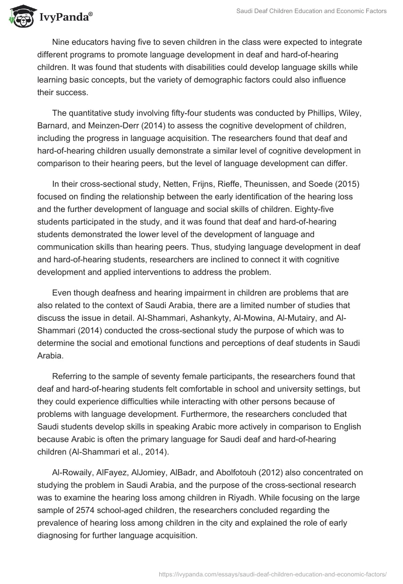 Saudi Deaf Children Education and Economic Factors. Page 2