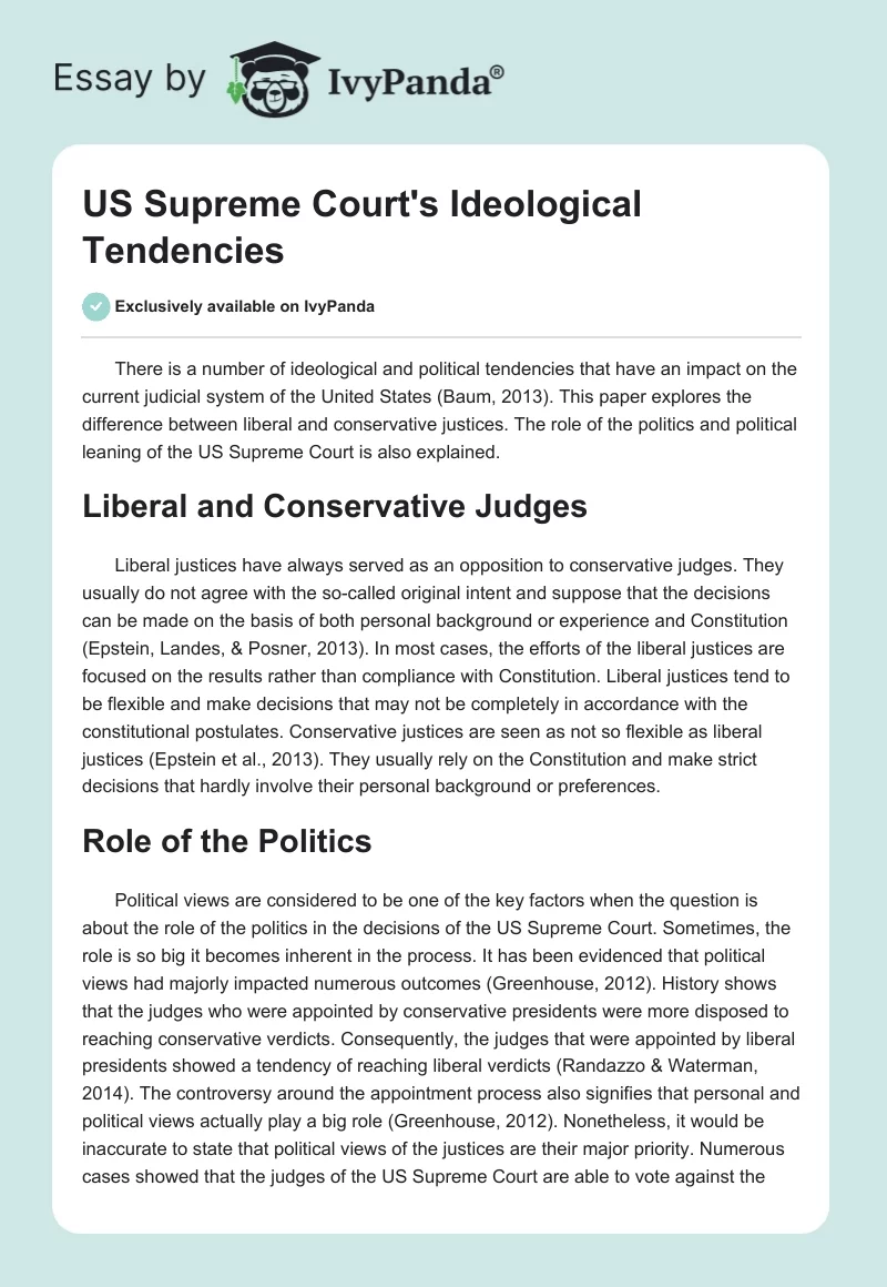 US Supreme Court's Ideological Tendencies. Page 1
