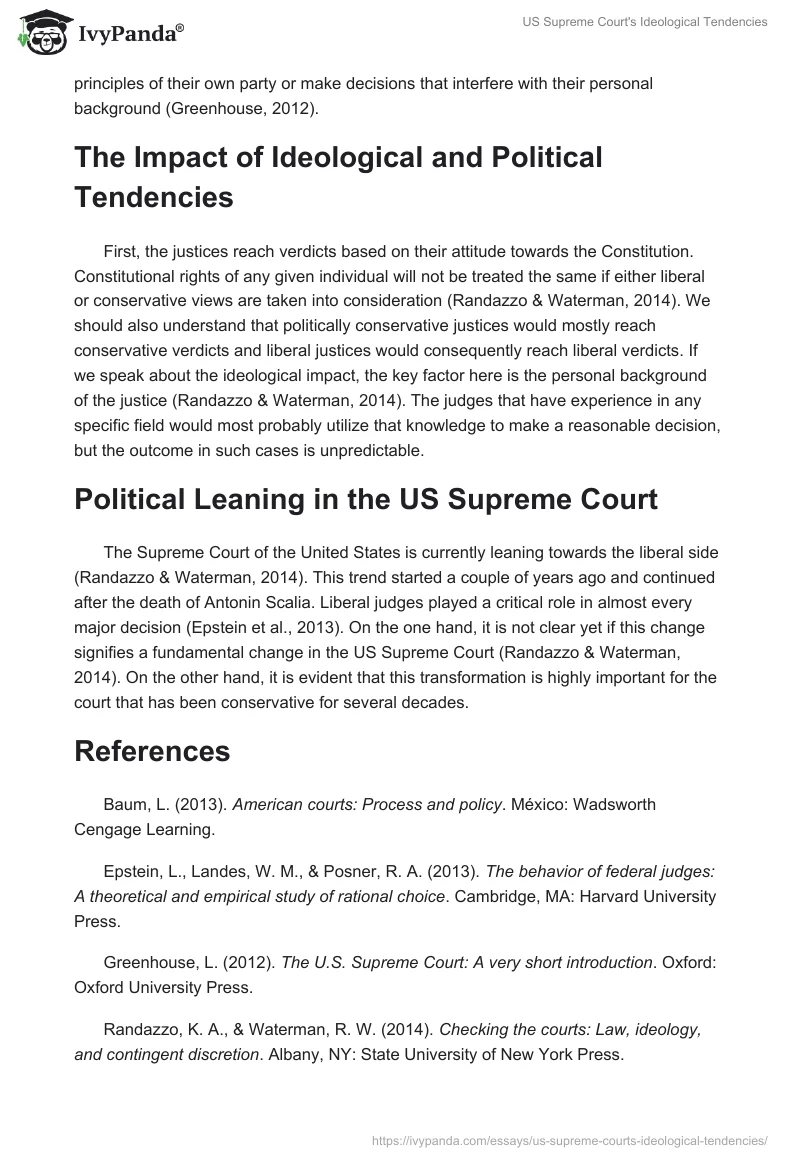 US Supreme Court's Ideological Tendencies. Page 2