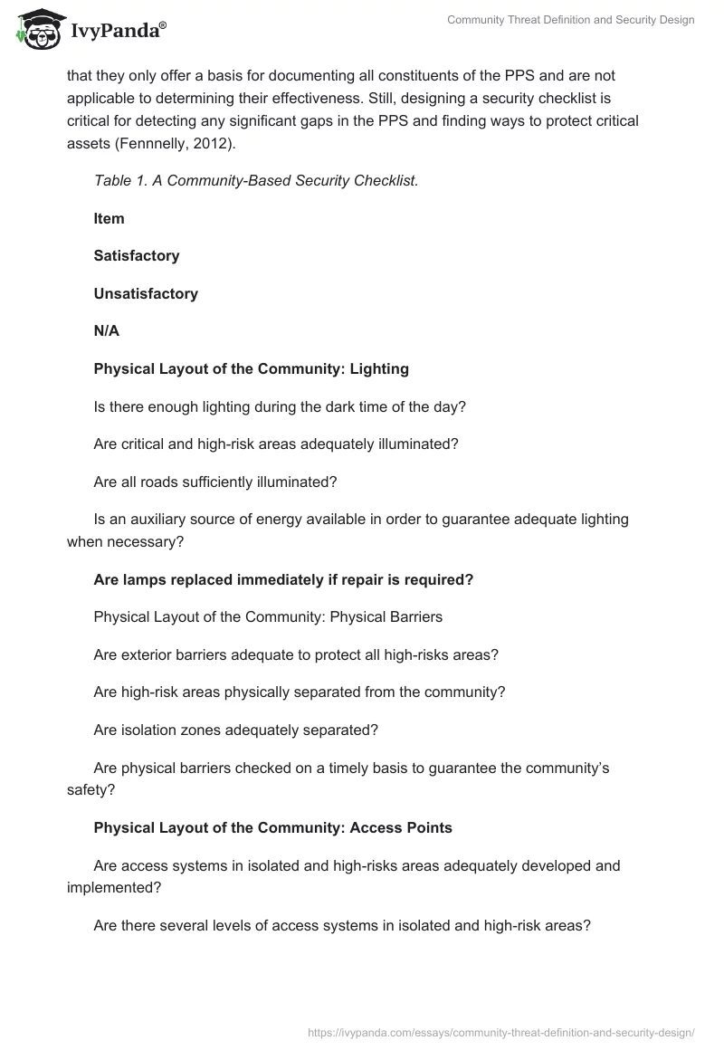 Community Threat Definition and Security Design. Page 2
