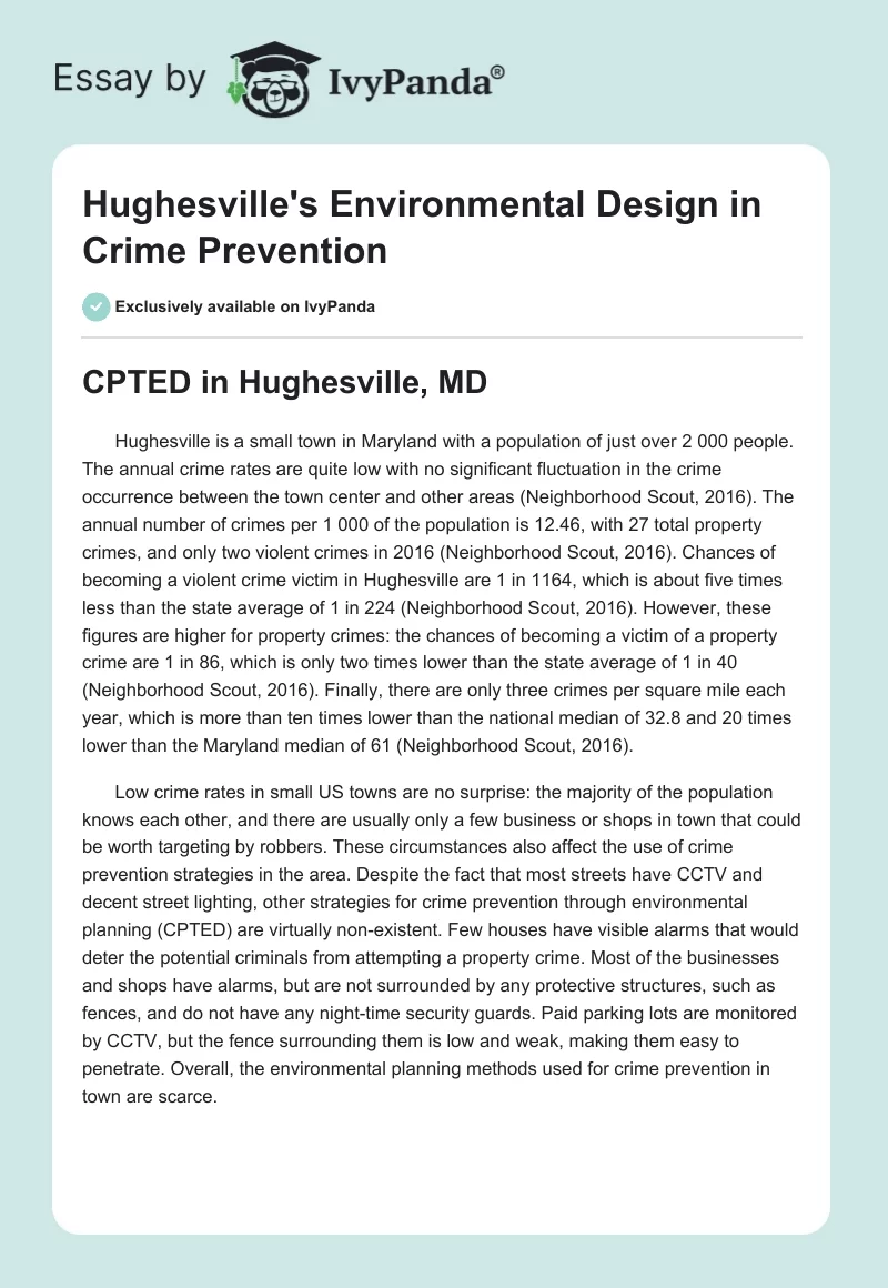Hughesville's Environmental Design in Crime Prevention. Page 1