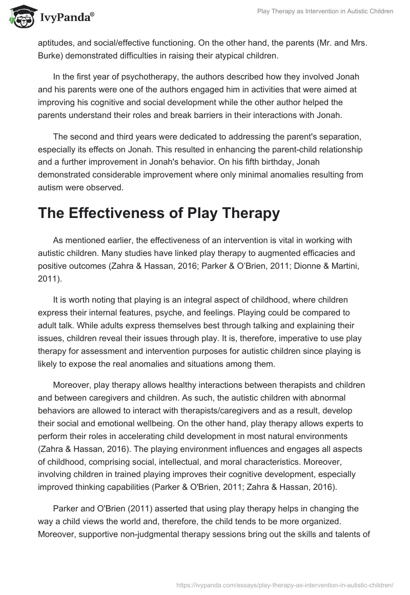 Play Therapy as Intervention in Autistic Children. Page 3