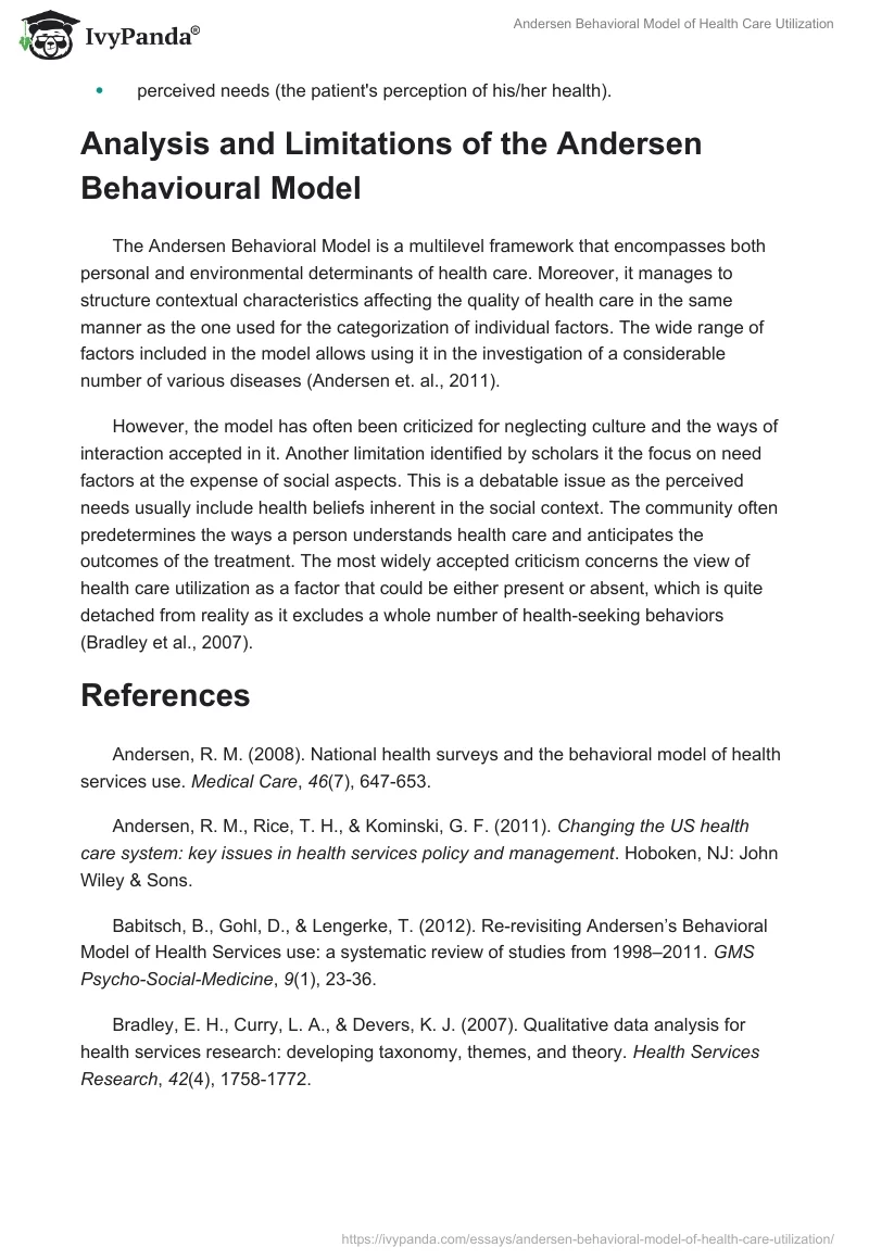 Andersen Behavioral Model of Health Care Utilization. Page 3