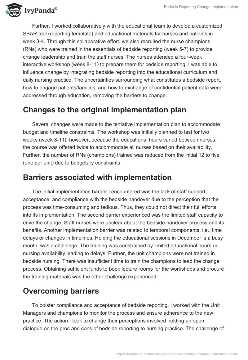 Bedside Reporting Change Implementation. Page 2