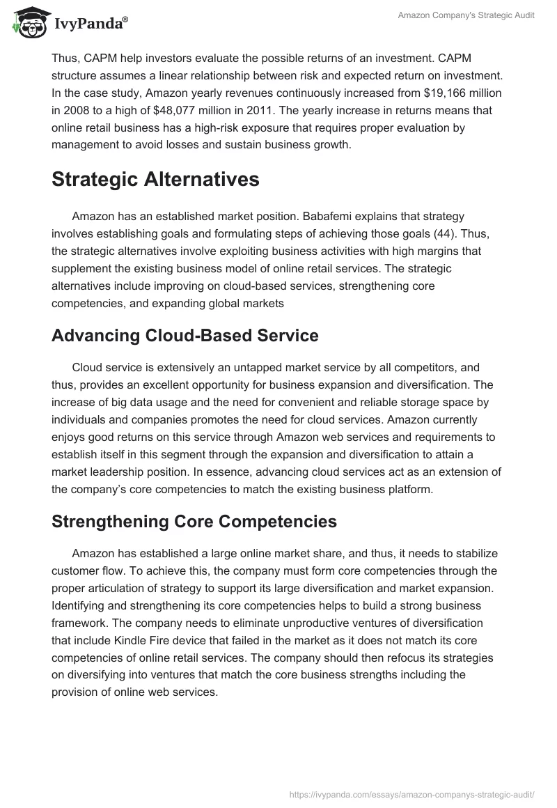 Amazon Company's Strategic Audit. Page 4