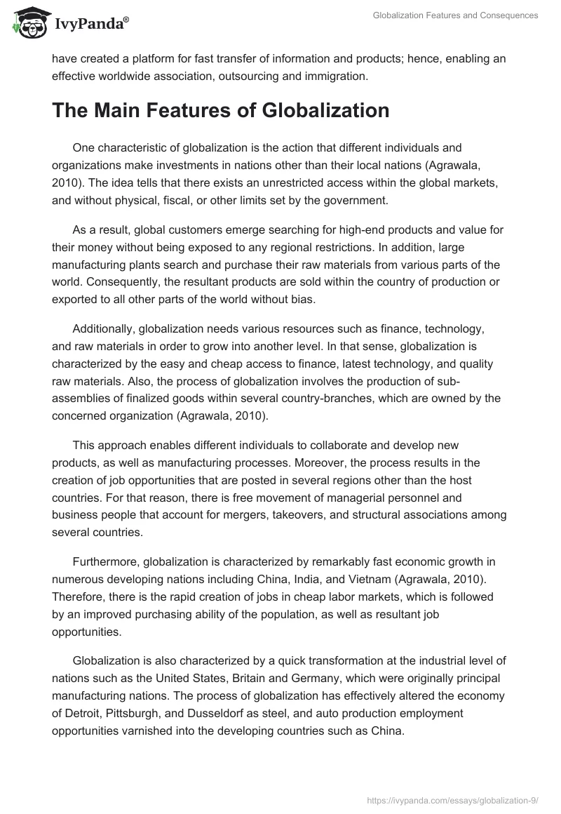 Globalization Features and Consequences. Page 2