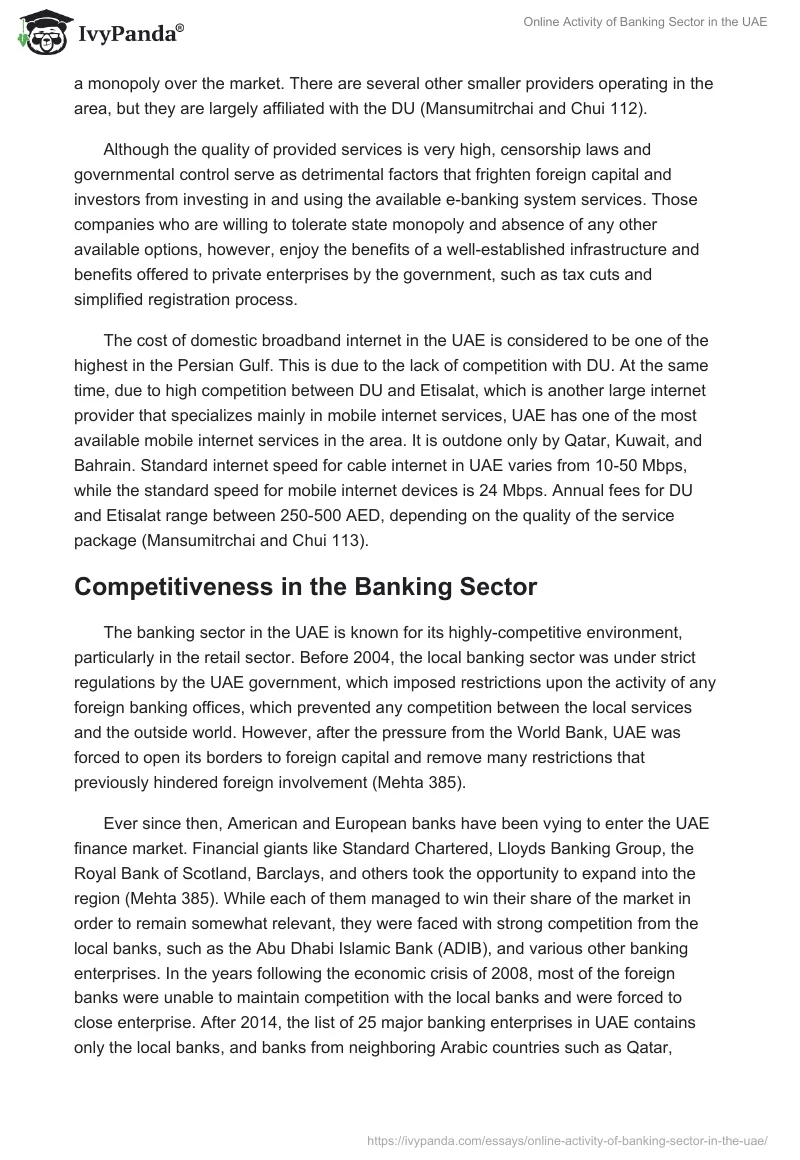 Online Activity of Banking Sector in the UAE. Page 5