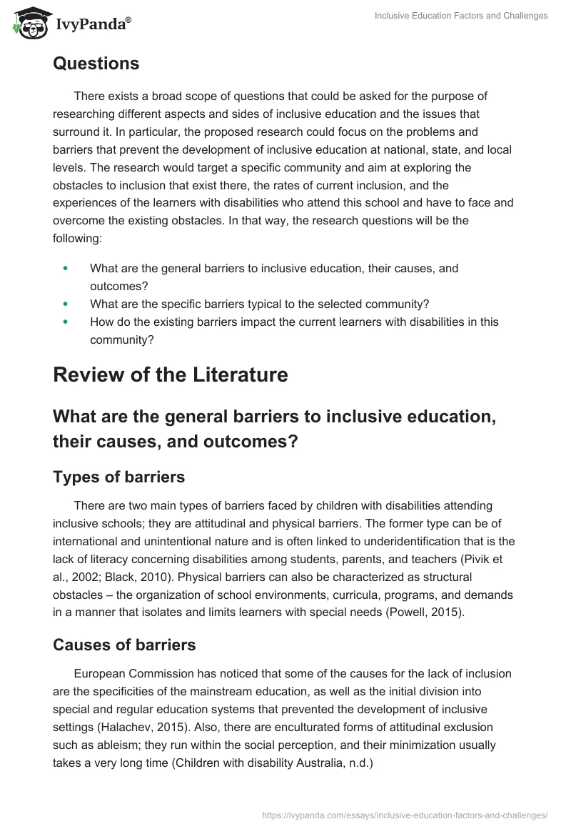 Inclusive Education Factors and Challenges. Page 3