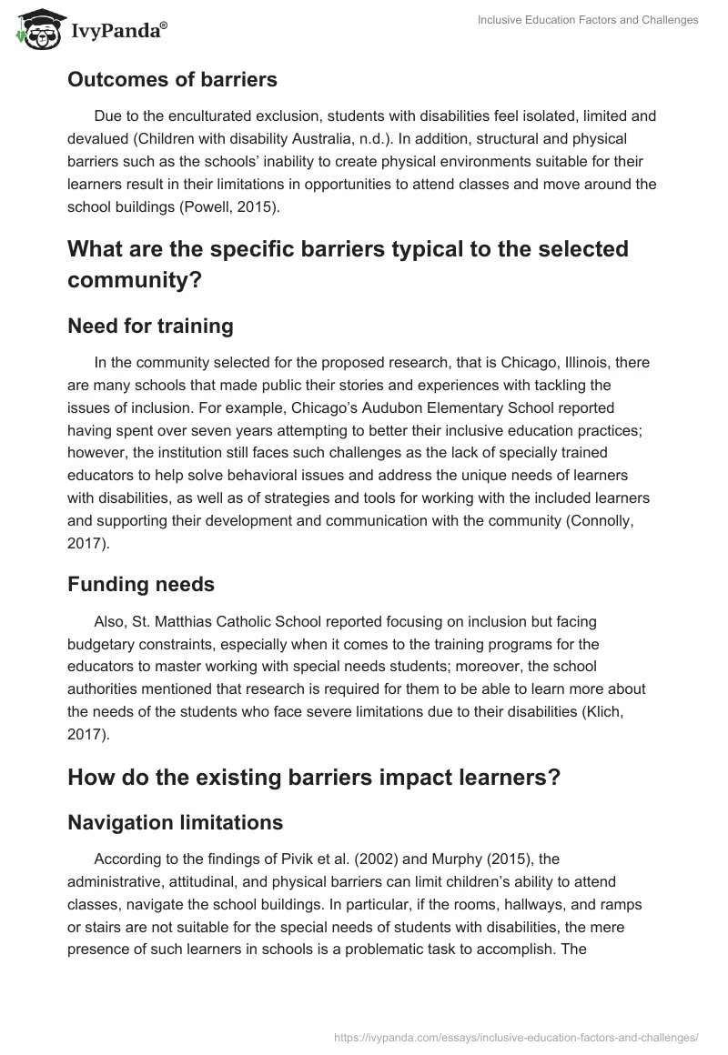 Inclusive Education Factors and Challenges. Page 4