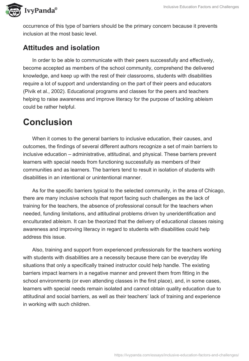 Inclusive Education Factors and Challenges. Page 5