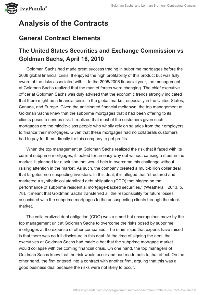 Goldman Sachs' and Lehman Brothers' Contractual Clauses. Page 2