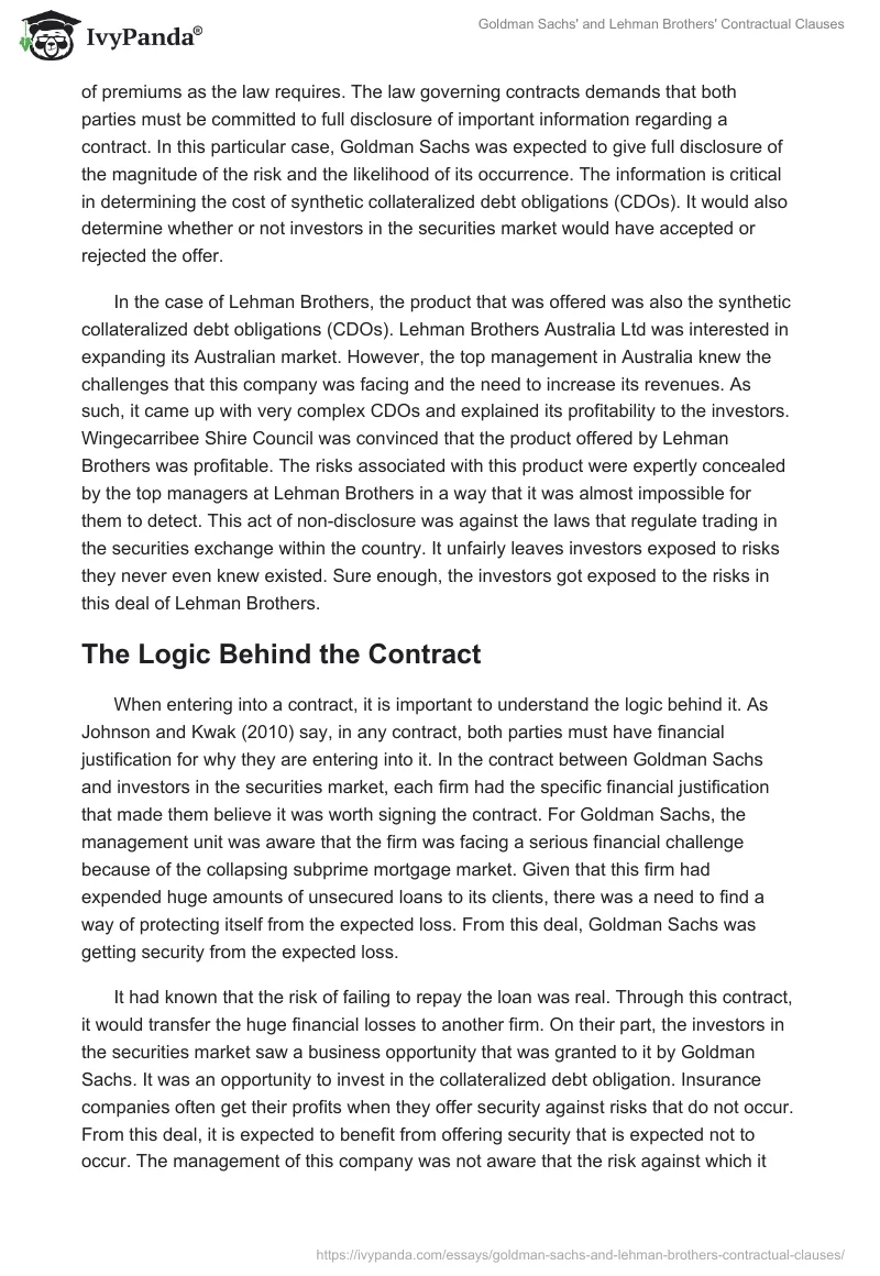 Goldman Sachs' and Lehman Brothers' Contractual Clauses. Page 5