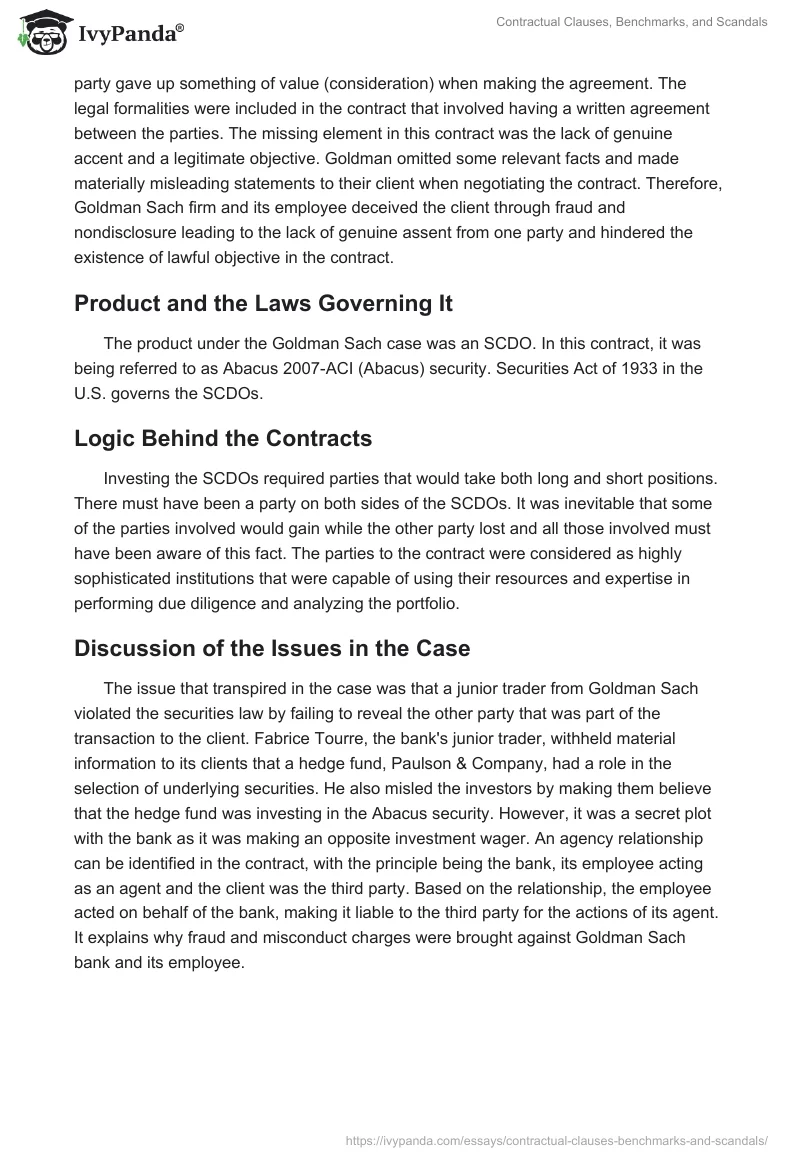 Contractual Clauses, Benchmarks, and Scandals. Page 3