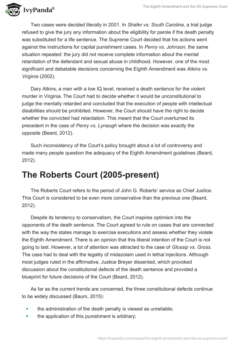 The Eighth Amendment and the US Supreme Court. Page 4