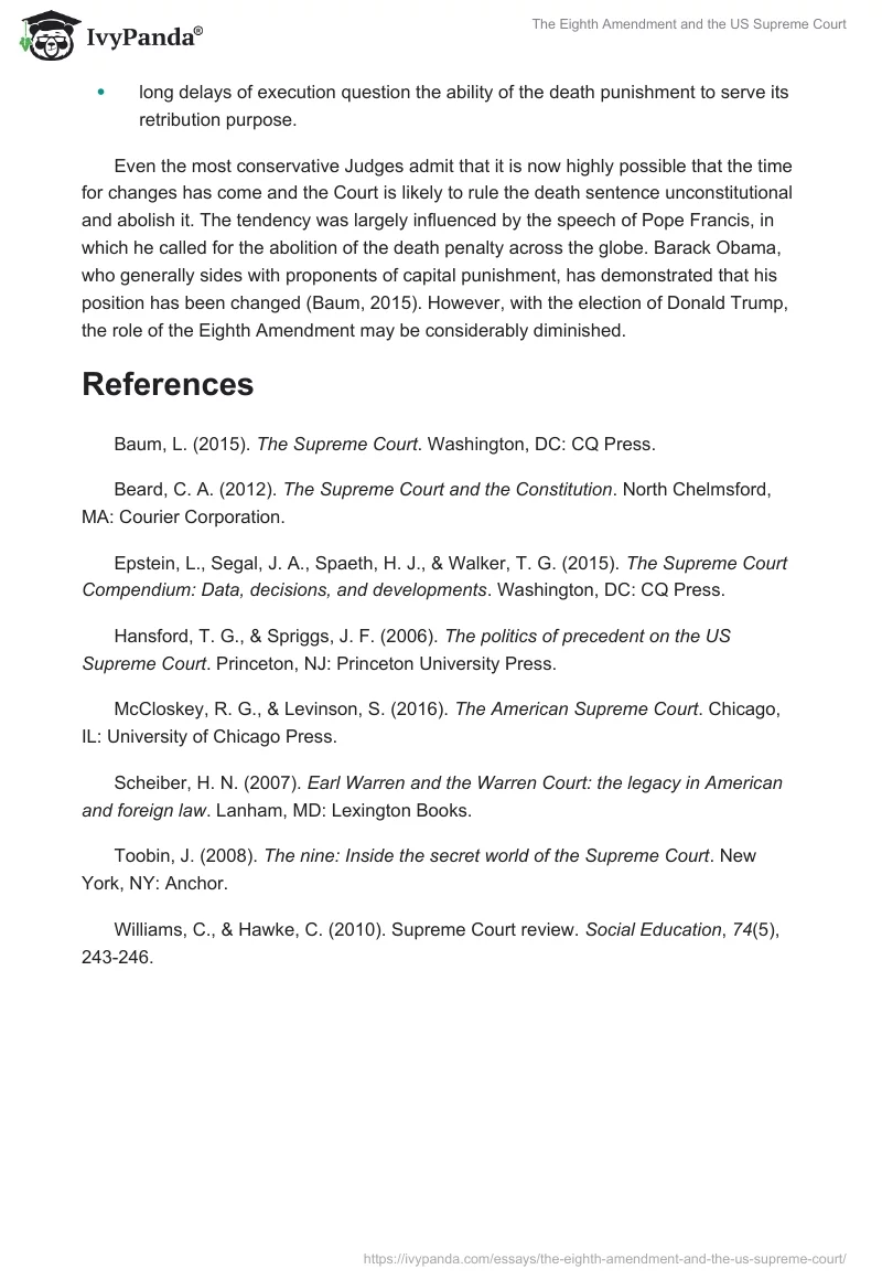 The Eighth Amendment and the US Supreme Court. Page 5