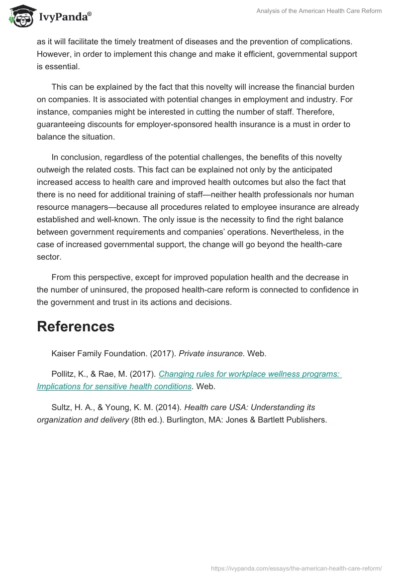 Analysis of the American Health Care Reform. Page 2