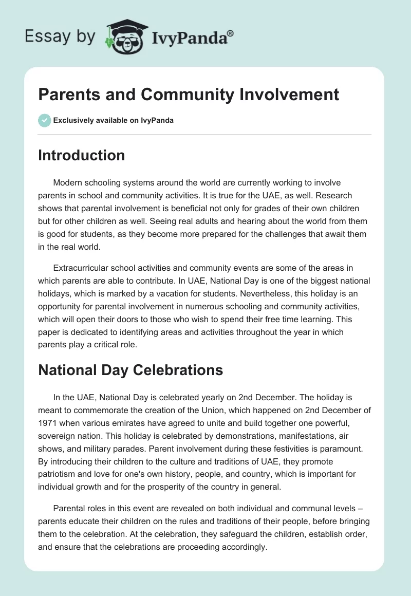 Parents and Community Involvement. Page 1