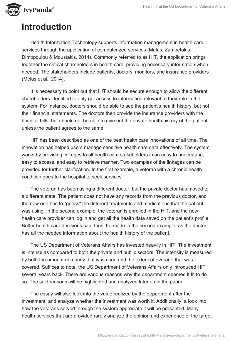 Health IT at the US Department of Veterans Affairs. Page 2