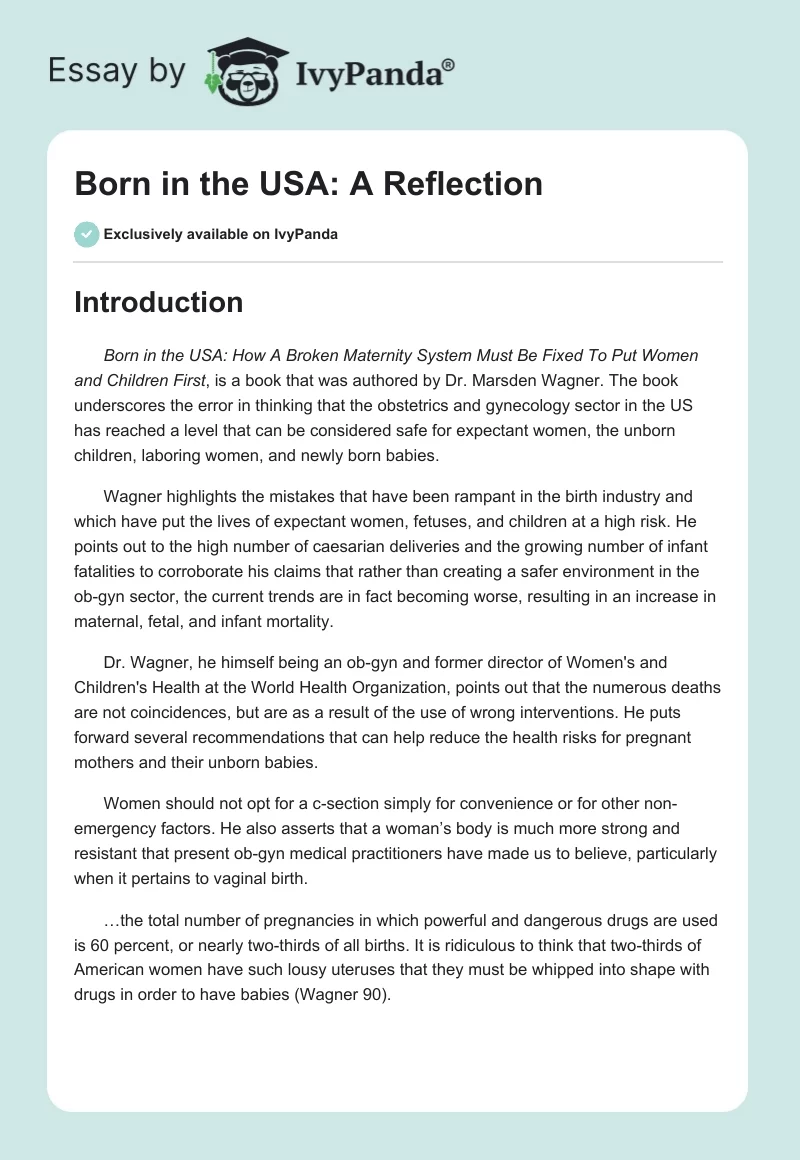 Born in the USA: A Reflection. Page 1