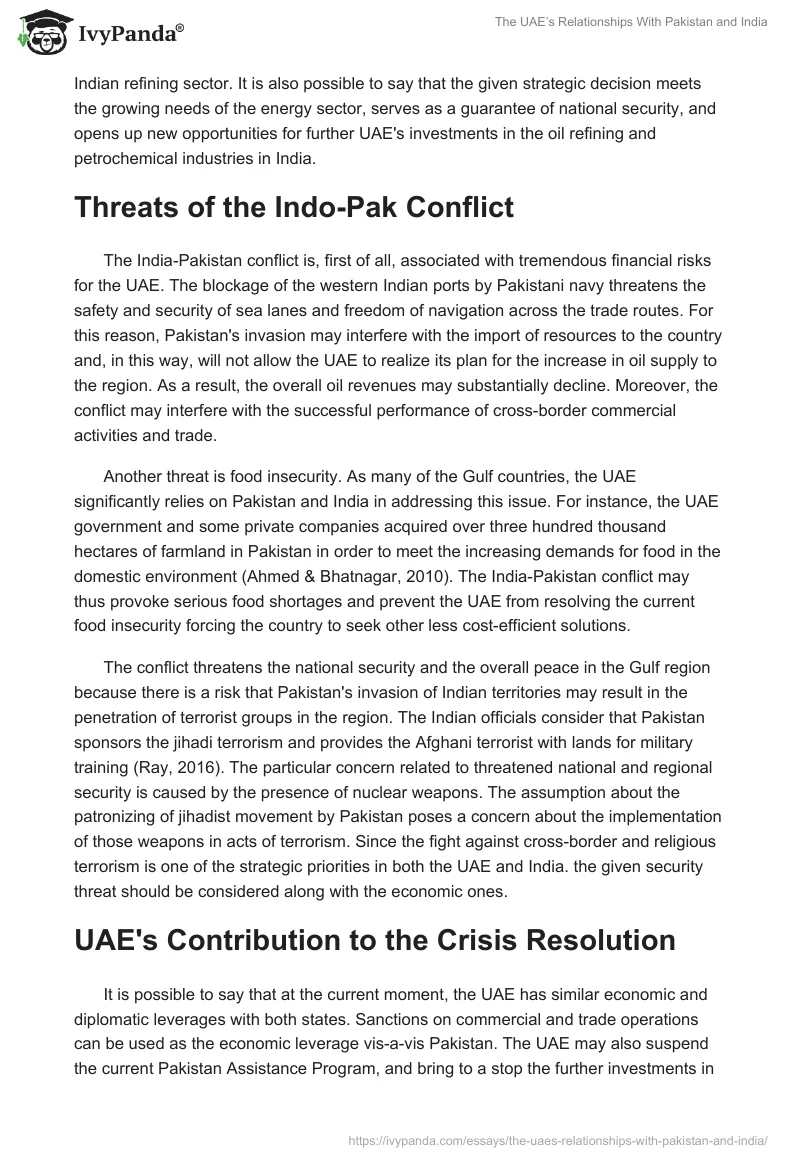The UAE’s Relationships With Pakistan and India. Page 2