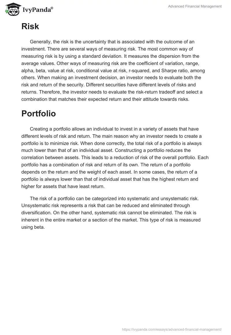 Advanced Financial Management. Page 2