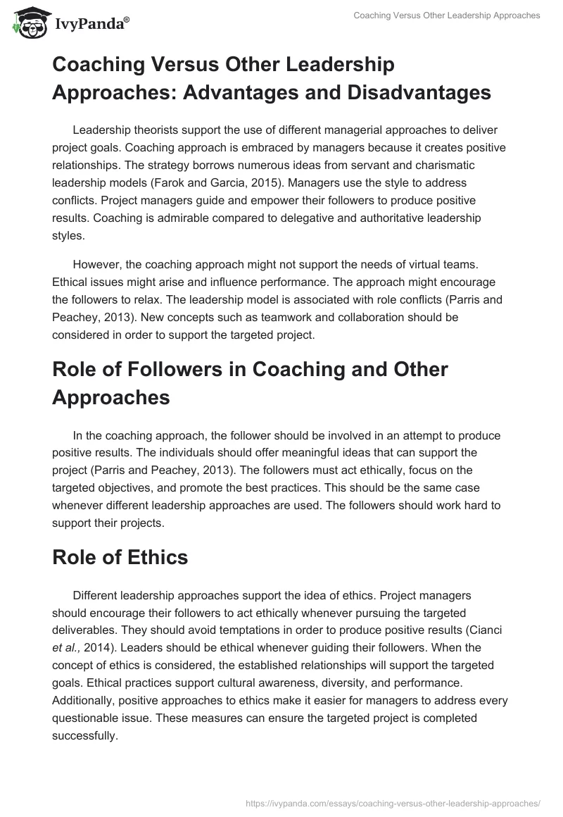 Coaching Versus Other Leadership Approaches. Page 2