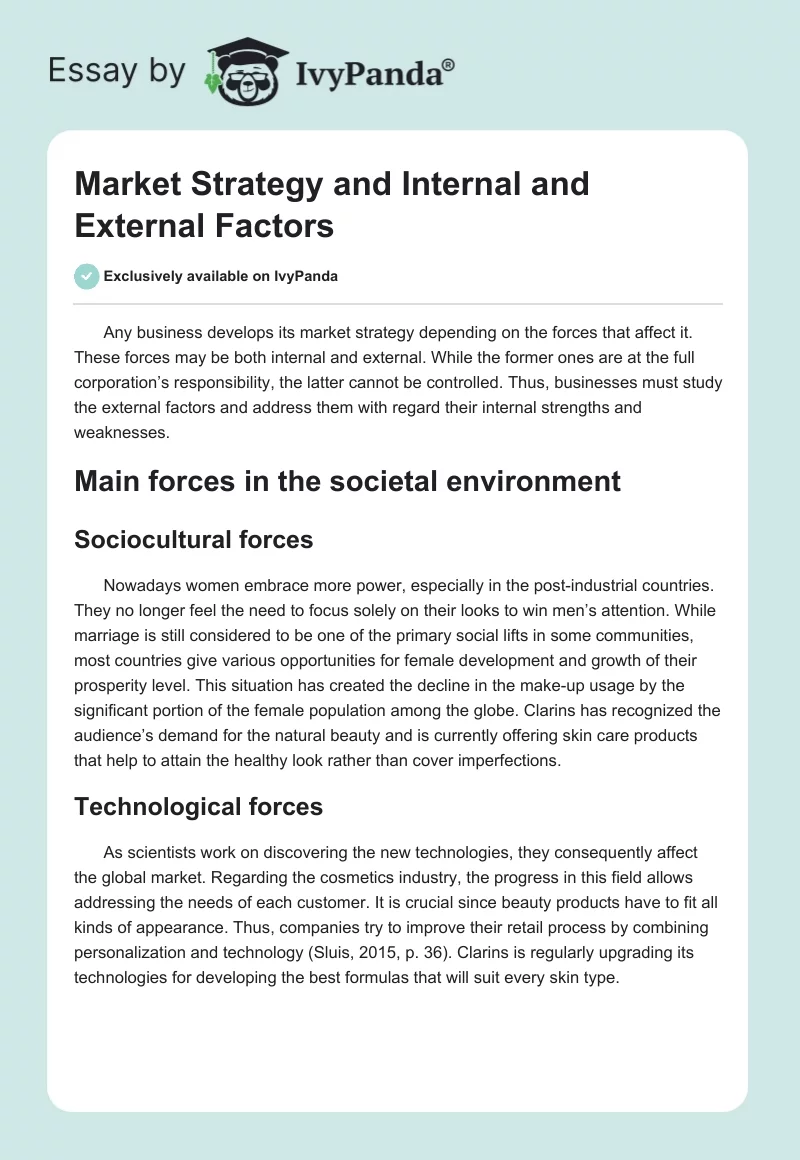 Market Strategy and Internal and External Factors. Page 1