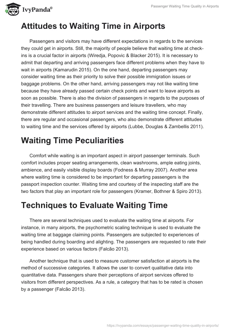 Passenger Waiting Time Quality in Airports. Page 2