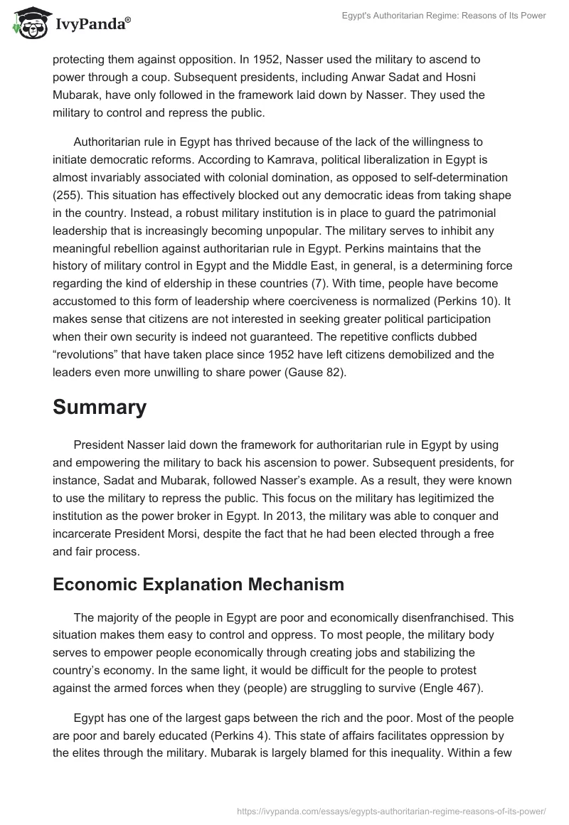 Egypt's Authoritarian Regime: Reasons of Its Power. Page 2