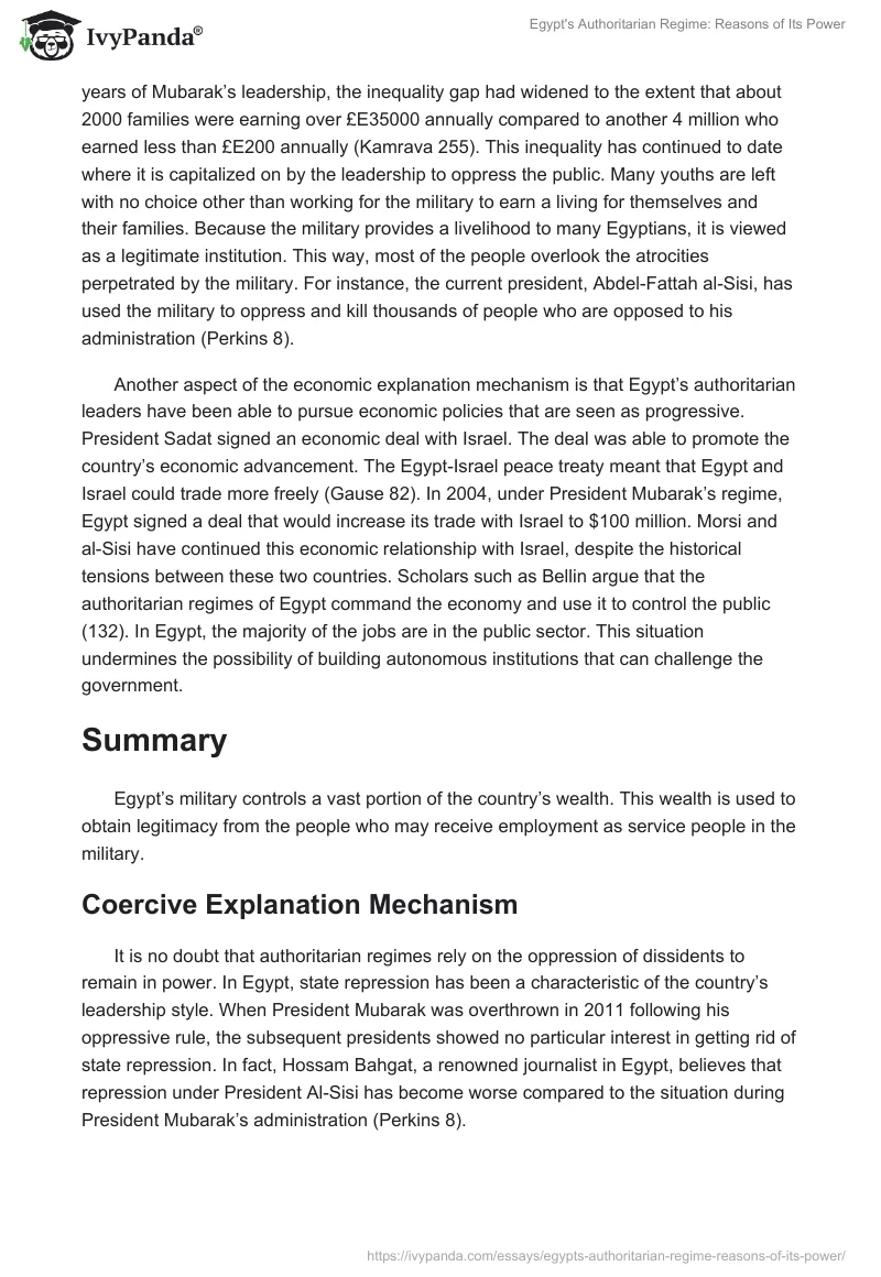 Egypt's Authoritarian Regime: Reasons of Its Power. Page 3