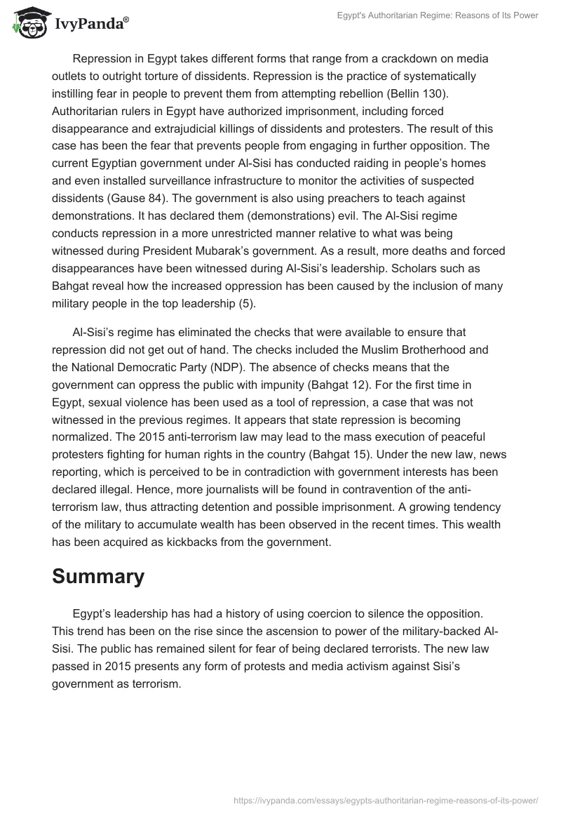 Egypt's Authoritarian Regime: Reasons of Its Power. Page 4