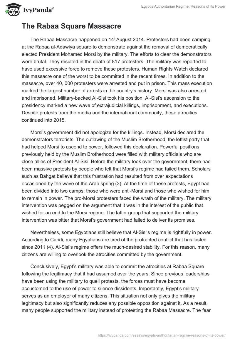 Egypt's Authoritarian Regime: Reasons of Its Power. Page 5