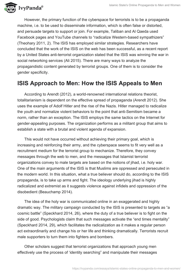 Islamic State's Online Propaganda to Men and Women. Page 2