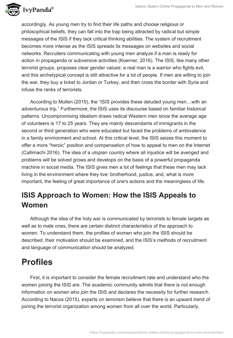 Islamic State's Online Propaganda to Men and Women. Page 3