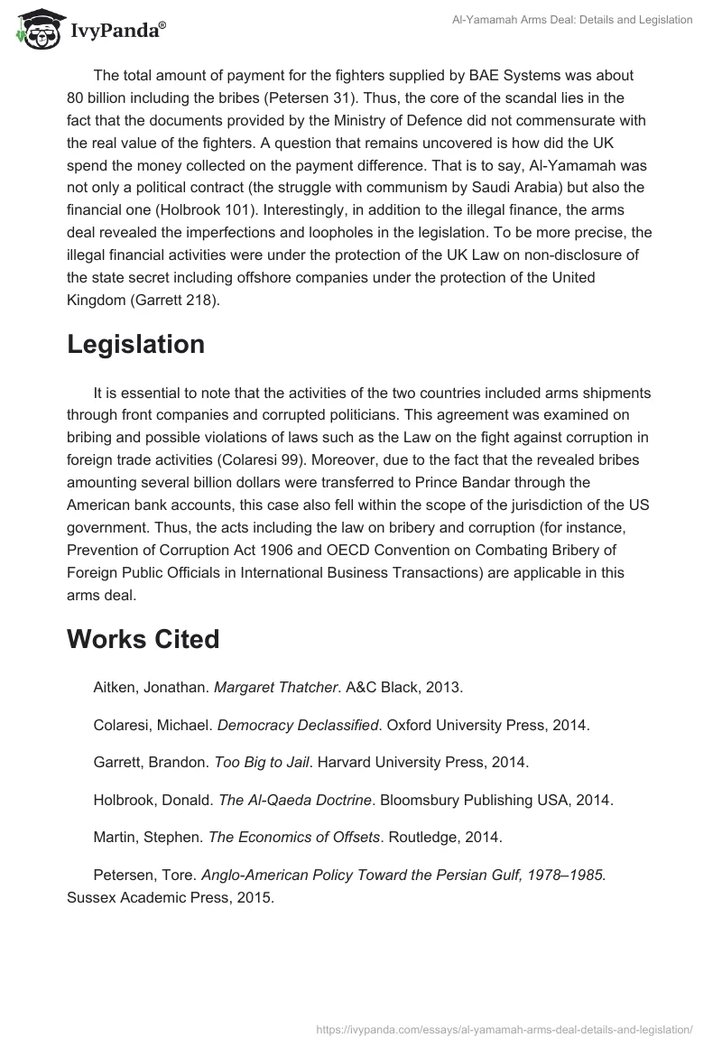 Al-Yamamah Arms Deal: Details and Legislation. Page 2