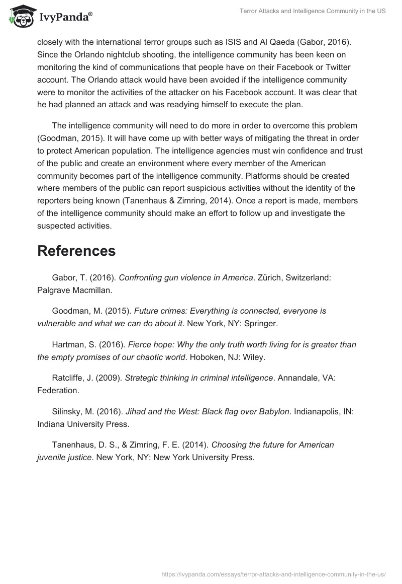 Terror Attacks and Intelligence Community in the US. Page 2