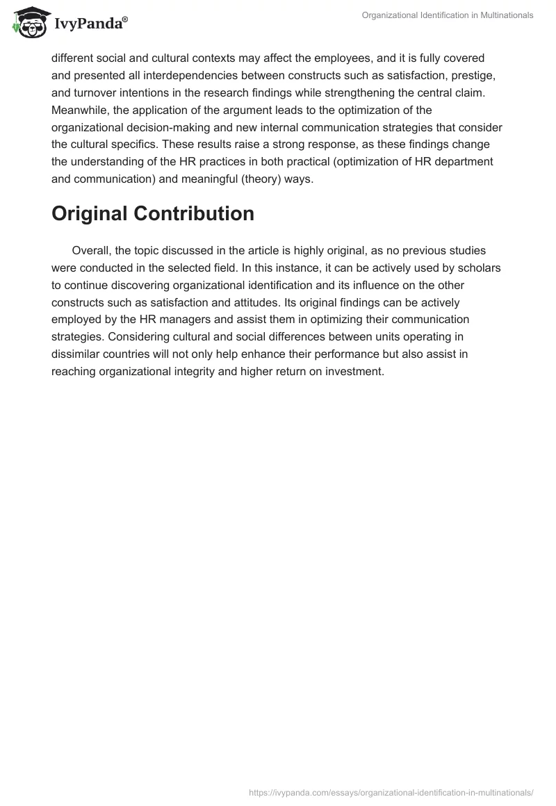 Organizational Identification in Multinationals. Page 3