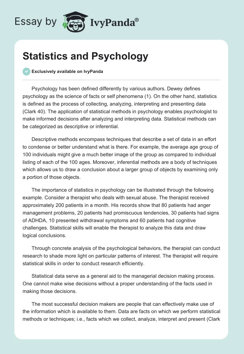 Statistics and Psychology. Page 1