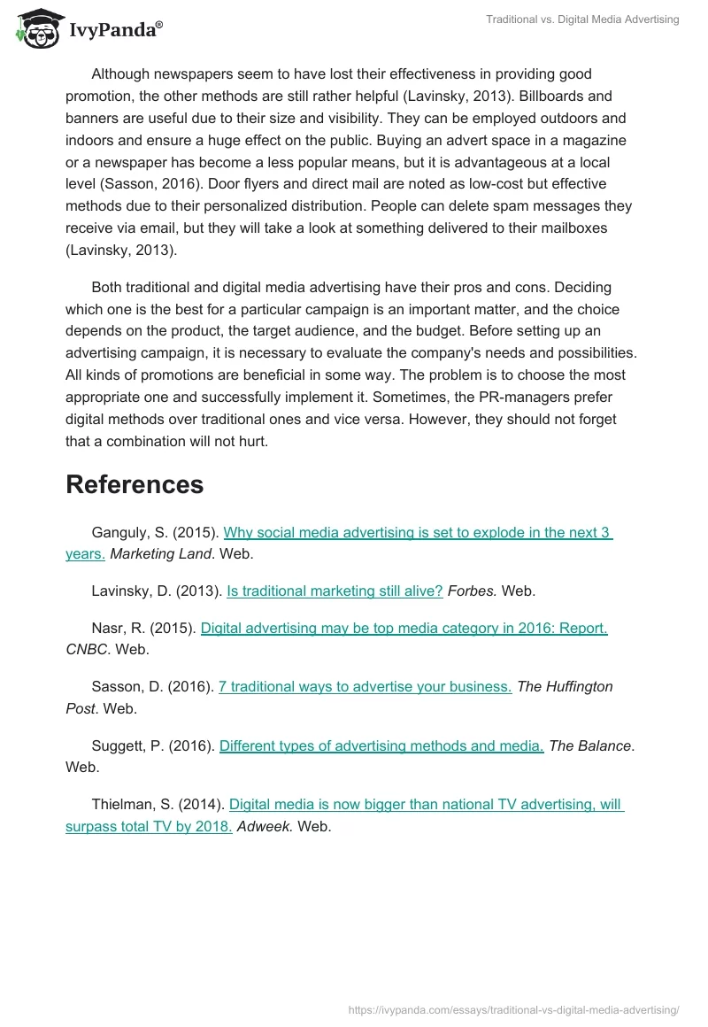 Traditional vs. Digital Media Advertising. Page 2