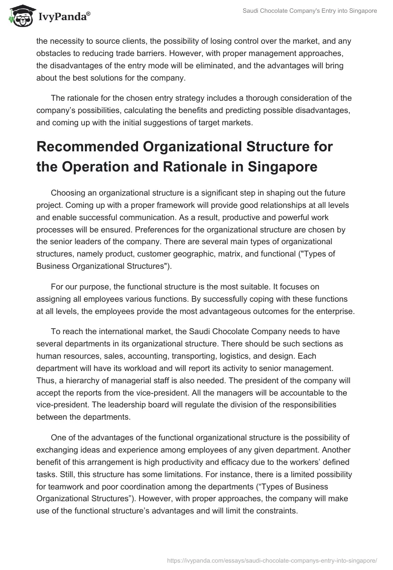 Saudi Chocolate Company's Entry into Singapore. Page 3