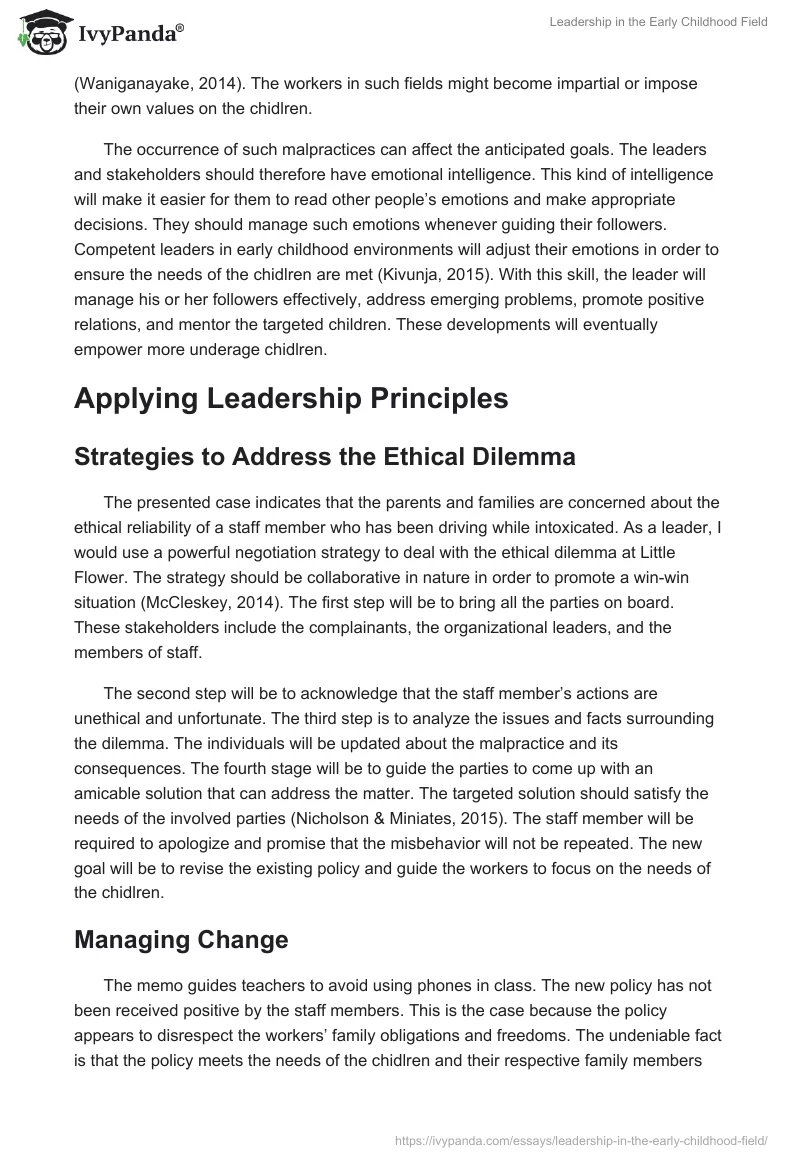 Leadership in the Early Childhood Field. Page 3