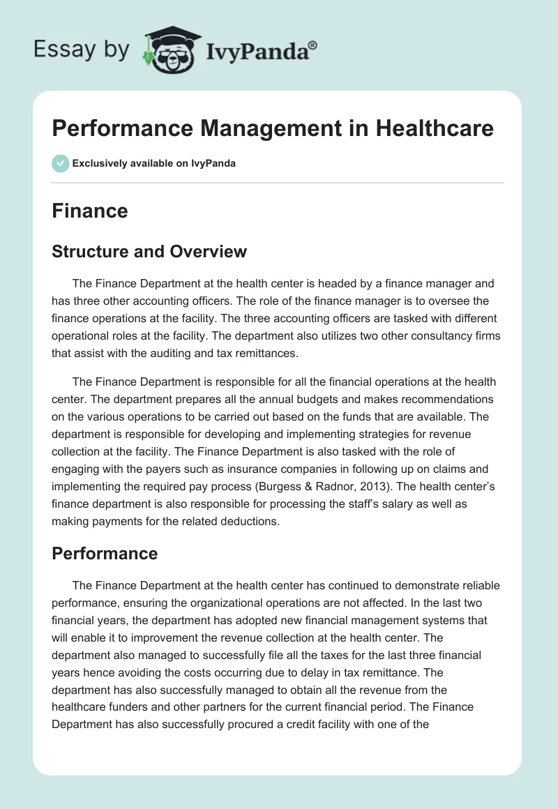 Performance Management in Healthcare. Page 1