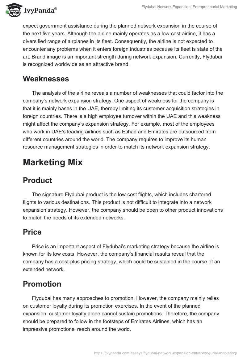 Flydubai Network Expansion: Entrepreneurial Marketing. Page 4