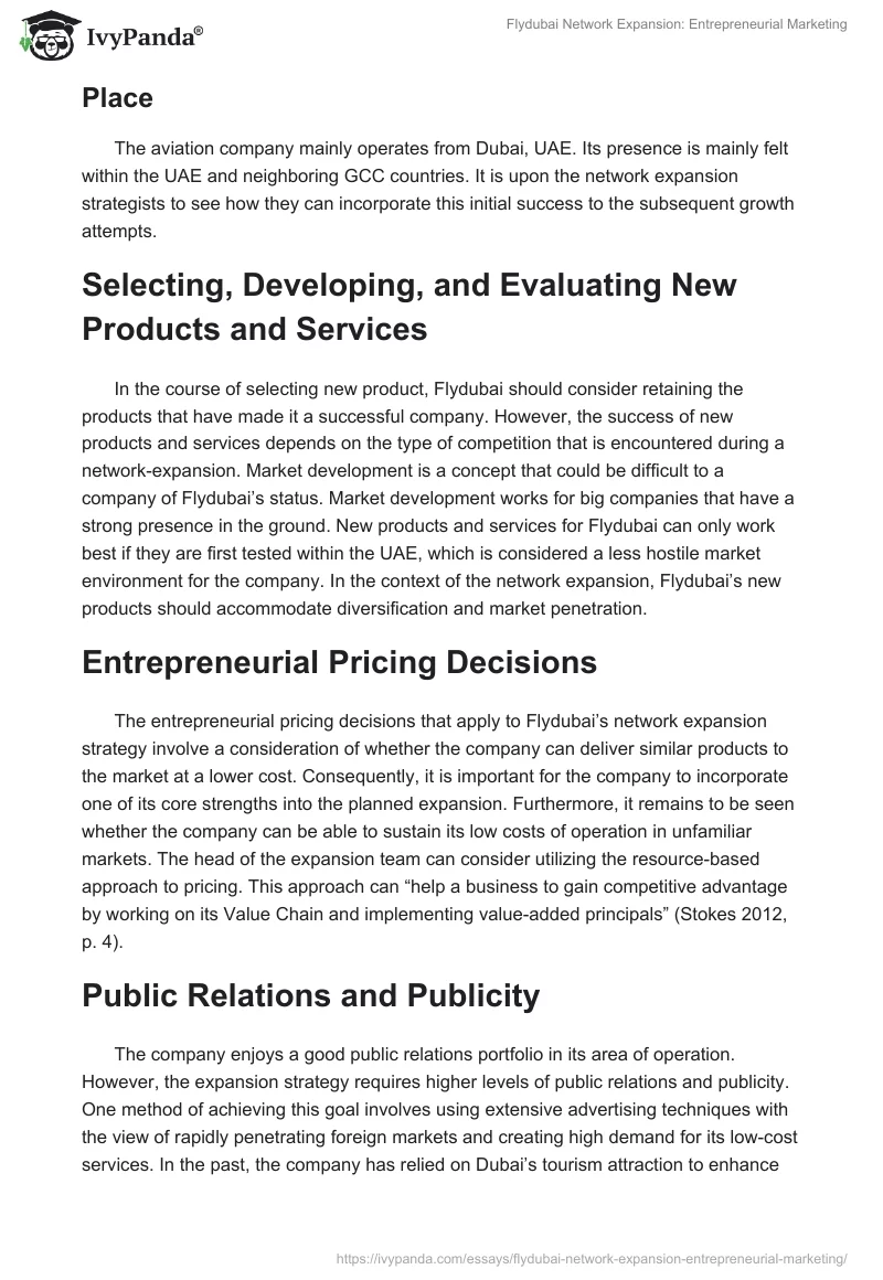 Flydubai Network Expansion: Entrepreneurial Marketing. Page 5